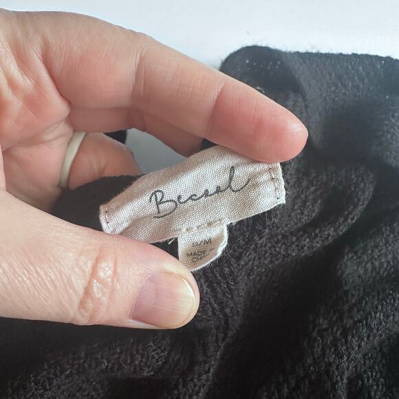 Becaal Black Open Cardigan Sweater - Ruched Sleeves S/M - Picture 4 of 7